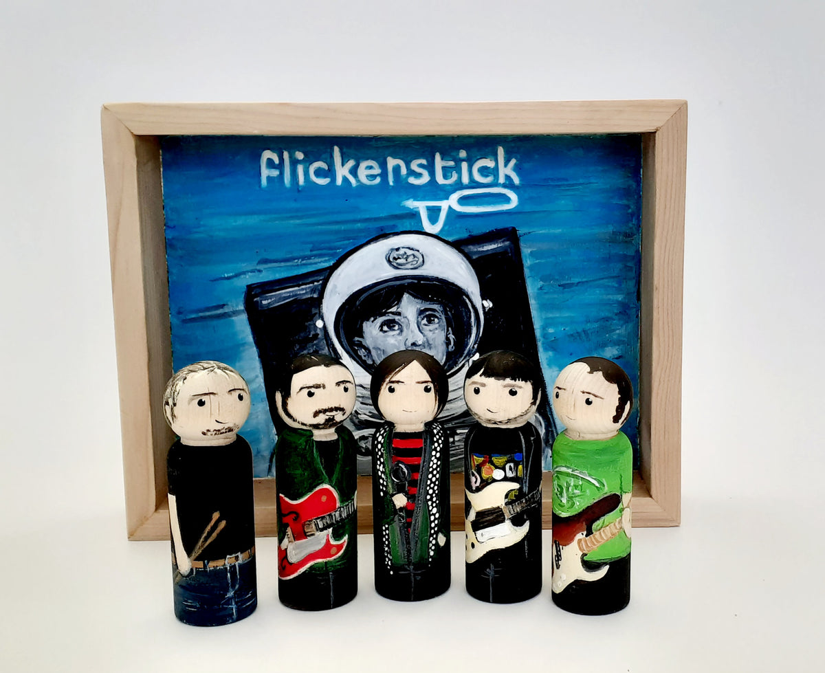 Flickerstick peg dolls and shadow box