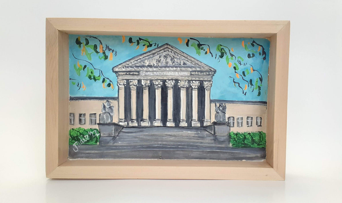 Original acrylic painting of Supreme court in wooden Shadow Box