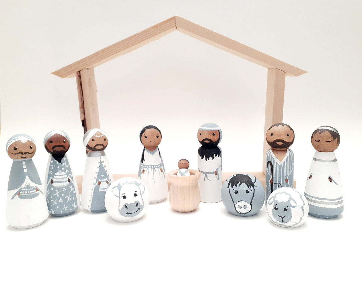 Wooden Peg Doll Nativity set