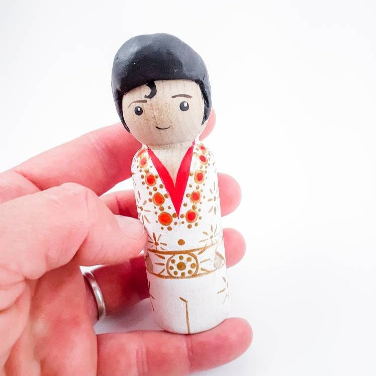 Elvis Presley art, gift for Elvis Presley fan, Elvis cake topper doll, Elvis figurine, Elvis collectible, Elvis memorabilia, Elvis Presley