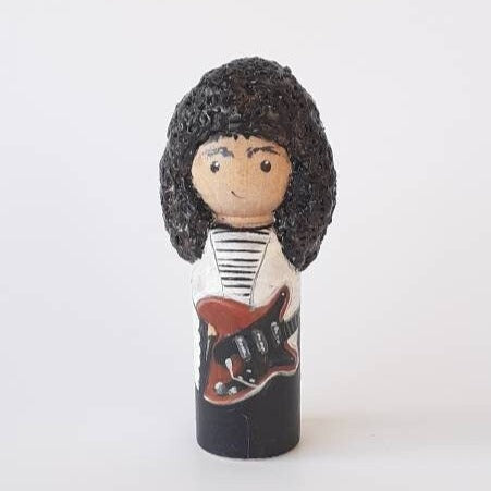 Brian May peg doll, Brian May gift, gift for Brian May fan, art, decor, guitar Queen decor