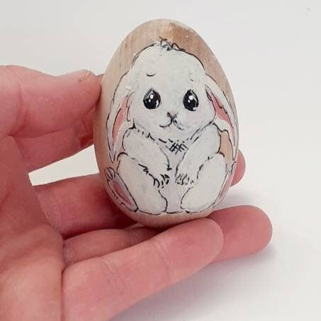 sweet bunny easter egg, baby&#39;s first easter, bunny rabbit wooden easter egg, personalized easter egg, easter basket filler, easter egg